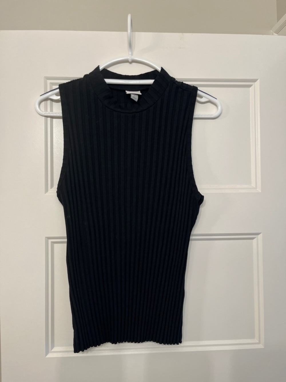 a new day Black Ribbed Sleeveless Mock Neck Tank